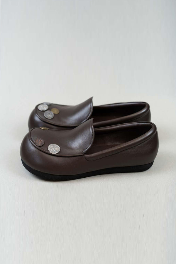 VeniceW round toe coin shoes VCW-01:S1-ZONG brown